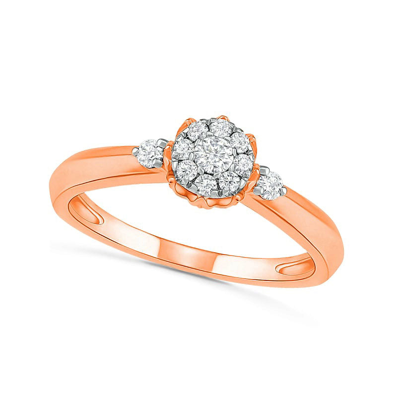 0.33 CT. T.W. Composite Natural Diamond Bridal Engagement Ring Set in Solid 10K Rose Gold