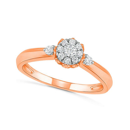 0.33 CT. T.W. Composite Natural Diamond Bridal Engagement Ring Set in Solid 10K Rose Gold