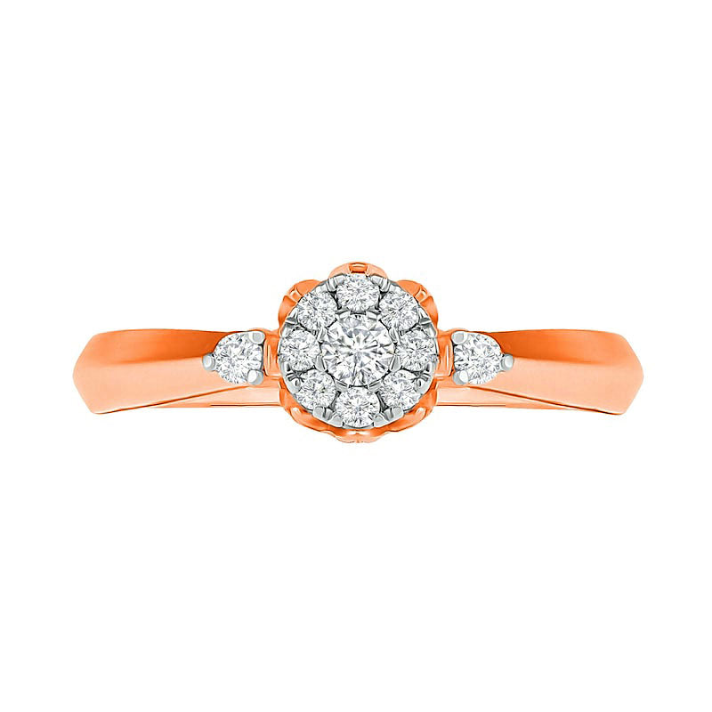 0.33 CT. T.W. Composite Natural Diamond Bridal Engagement Ring Set in Solid 10K Rose Gold