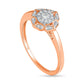 0.33 CT. TW. Natural Diamond Flower Frame Bridal Engagement Ring Set in Solid 10K Rose Gold