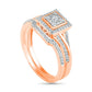 0.38 CT. T.W. Composite Natural Diamond Square Frame Split Shank Bridal Engagement Ring Set in Solid 10K Rose Gold