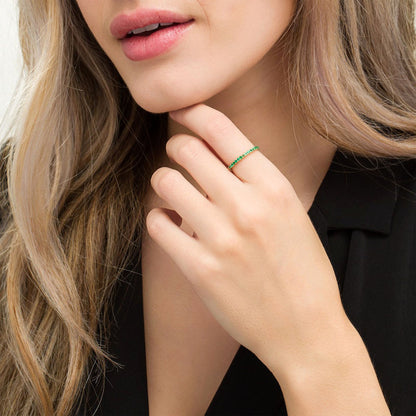 Emerald Petite Stackable Band in Solid 10K Yellow Gold