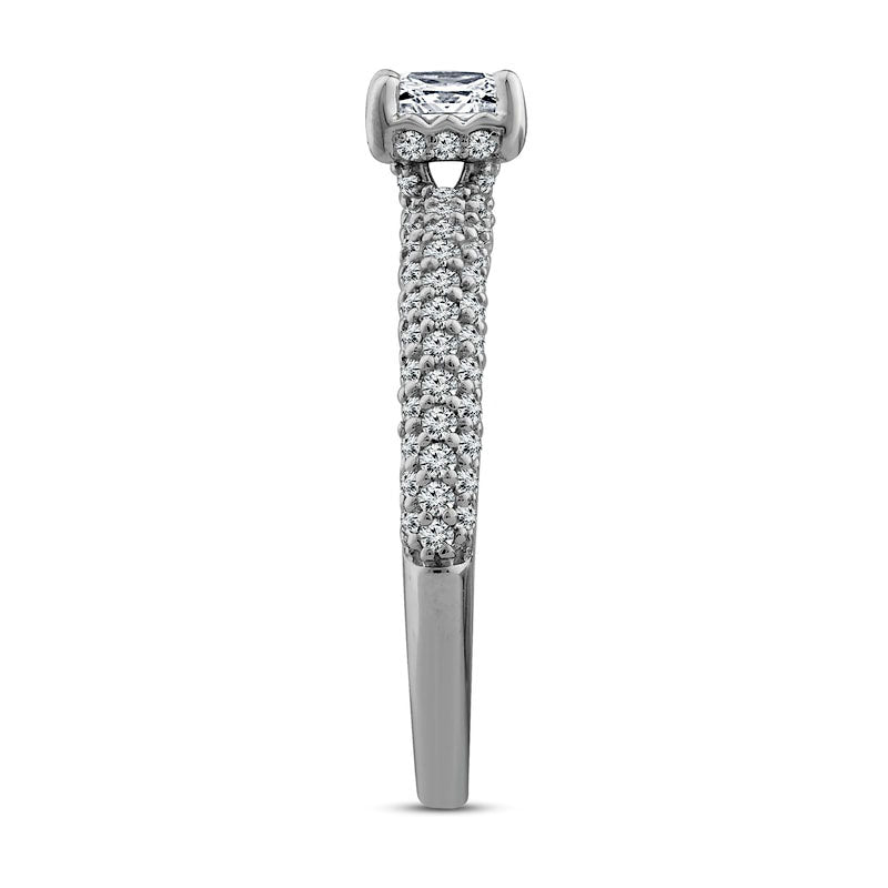 1.0 CT. T.W. Princess-Cut Natural Diamond Engagement Ring in Solid 14K White Gold