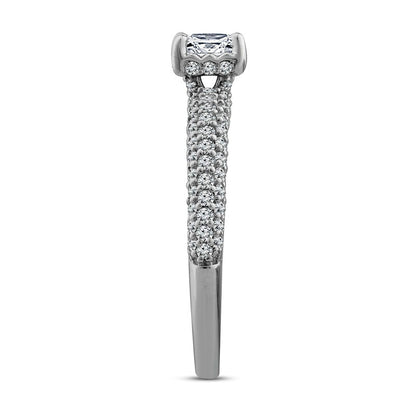 1.0 CT. T.W. Princess-Cut Natural Diamond Engagement Ring in Solid 14K White Gold