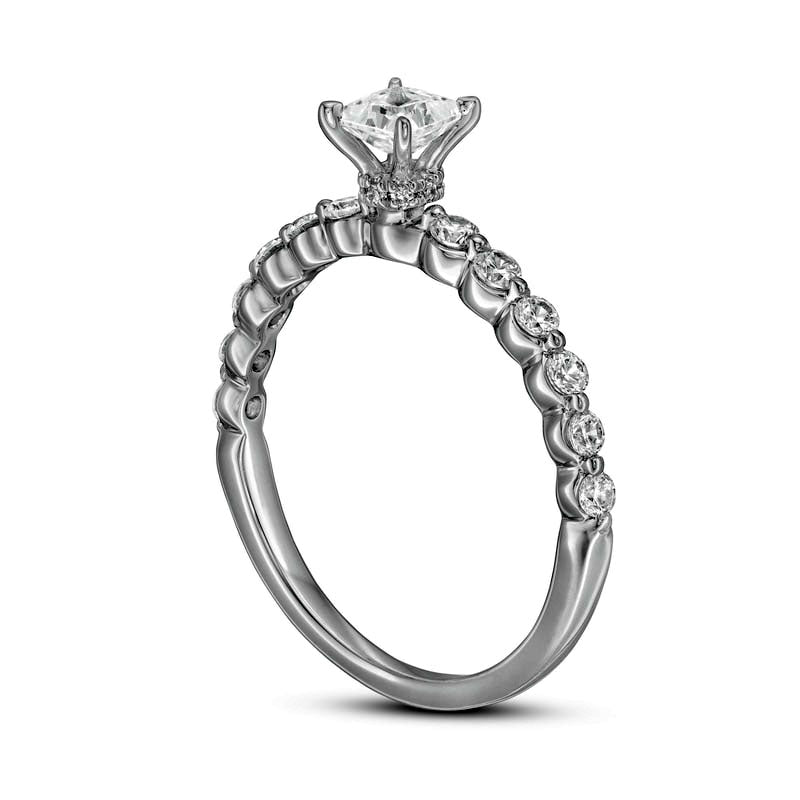 0.75 CT. T.W. Princess-Cut Natural Diamond Engagement Ring in Solid 14K White Gold