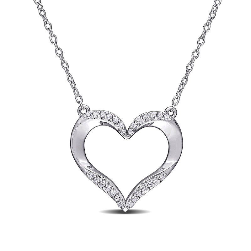 0.13 CT. T.W. Natural Diamond Heart Necklace in Sterling Silver - 17"