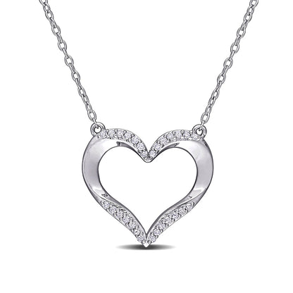 0.13 CT. T.W. Natural Diamond Heart Necklace in Sterling Silver - 17"