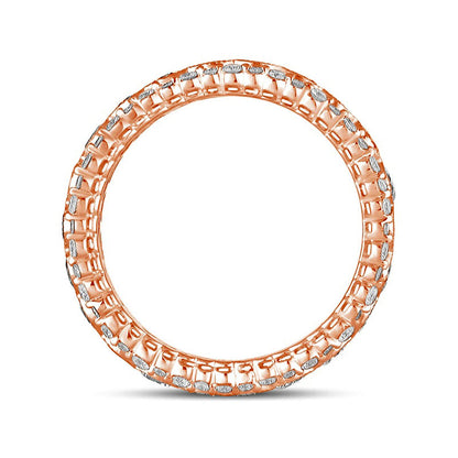 3.0 CT. T.W. Natural Diamond Scallop Edge Antique Vintage-Style Eternity Anniversary Band in Solid 14K Rose Gold
