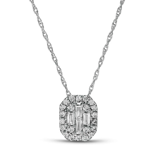 0.25 CT. T.W. Composite Natural Diamond Octagon Frame Pendant in 10K White Gold