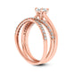 0.75 CT. T.W. Oval Natural Diamond Crossover Bridal Engagement Ring Set in Solid 10K Rose Gold