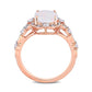 8.0mm Cushion-Cut Opal, White Sapphire and 0.05 CT. T.W. Natural Diamond Ornate Frame Antique Vintage-Style Ring in Solid 10K Rose Gold