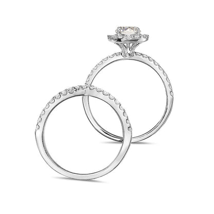 1.75 CT. T.W. Natural Diamond Frame Criss-Cross Bridal Engagement Ring Set in Solid 14K White Gold