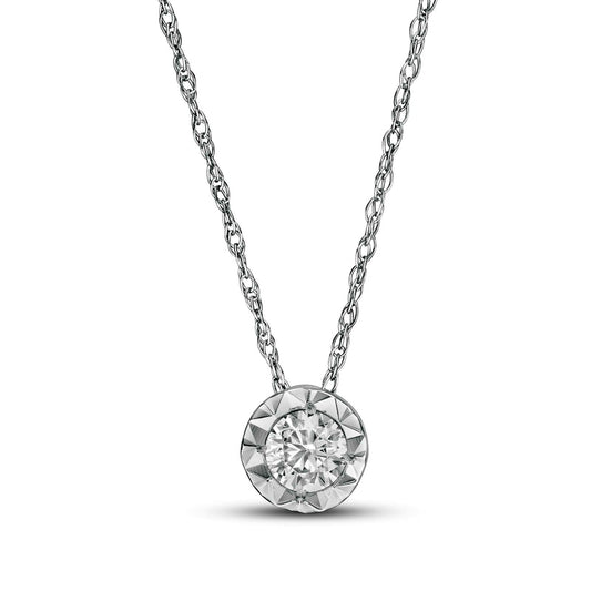 0.17 CT. Natural Clarity Enhanced Solitaire Pendant in 10K White Gold (I/I3)