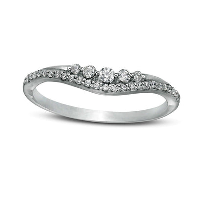 0.20 CT. T.W. Natural Diamond Five Stone Contour Anniversary Band in Solid 10K White Gold