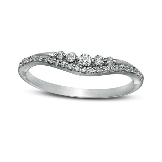 0.20 CT. T.W. Natural Diamond Five Stone Contour Anniversary Band in Solid 10K White Gold