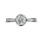 1.0 CT. T.W. Certified Natural Diamond Scallop Frame Floral Engagement Ring in Solid 14K White Gold (I/I2)