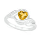 Heart-Shaped Citrine and Natural Diamond Accent Ribbon Ring in Sterling Silver