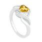 Heart-Shaped Citrine and Natural Diamond Accent Ribbon Ring in Sterling Silver