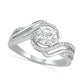 6.0mm White Lab-Created Sapphire and 0.07 CT. T.W. Diamond Beaded Triple Row Bypass Twist Shank Ring in Sterling Silver