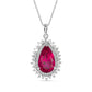Pear-Shaped Lab-Created Ruby and White Sapphire Double Shadow Frame Drop Pendant in Sterling Silver