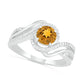 6.0mm Citrine and 0.07 CT. T.W. Natural Diamond Beaded Triple Row Bypass Twist Shank Ring in Sterling Silver