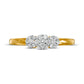 0.25 CT. T.W. Natural Diamond Three Stone Flower Ring in Solid 10K Yellow Gold