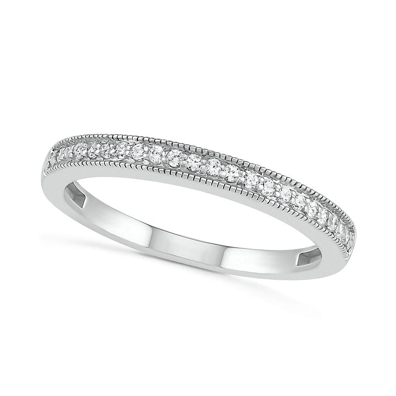 0.75 CT. T.W. Composite Natural Diamond Elongated Octagonal Frame Antique Vintage-Style Bridal Engagement Ring Set in Solid 10K White Gold