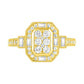 0.75 CT. T.W. Composite Natural Diamond Elongated Octagonal Frame Antique Vintage-Style Bridal Engagement Ring Set in Solid 10K Yellow Gold