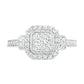 0.75 CT. T.W. Composite Cushion Natural Diamond Frame Antique Vintage-Style Bridal Engagement Ring Set in Solid 10K White Gold