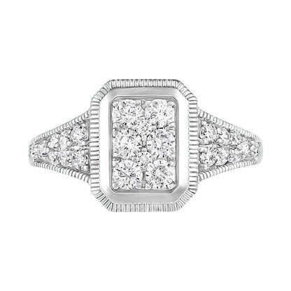 0.75 CT. T.W. Composite Natural Diamond Frame Antique Vintage-Style Bridal Engagement Ring Set in Solid 10K White Gold