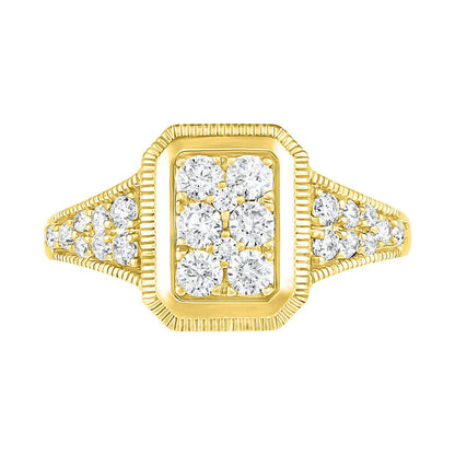 0.75 CT. T.W. Composite Natural Diamond Frame Antique Vintage-Style Bridal Engagement Ring Set in Solid 10K Yellow Gold