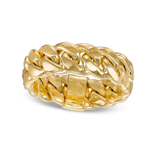 Ladies' 7.0mm Curb Chain Link Ring in Solid 10K Yellow Gold - Size 7