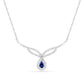 Pear-Shaped Lab-Created Blue and White Sapphire Frame Teardrop Chevron Necklace in Sterling Silver