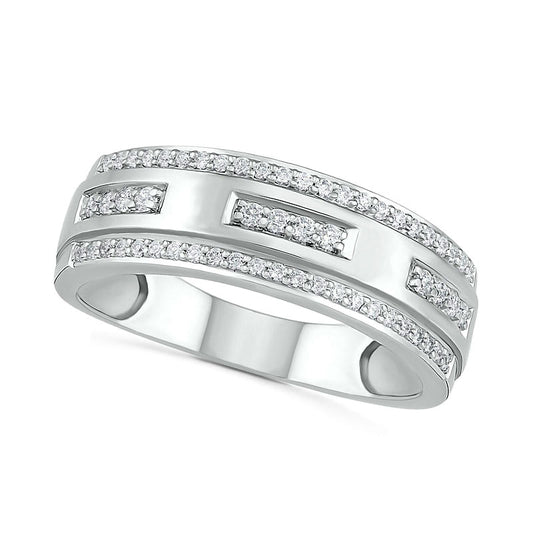 Men's 0.38 CT. T.W. Natural Diamond Edge Wedding Band in Solid 10K White Gold