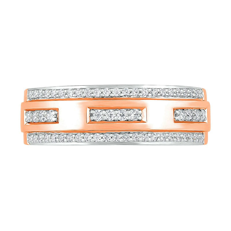 Men's 0.38 CT. T.W. Natural Diamond Edge Wedding Band in Solid 10K Rose Gold