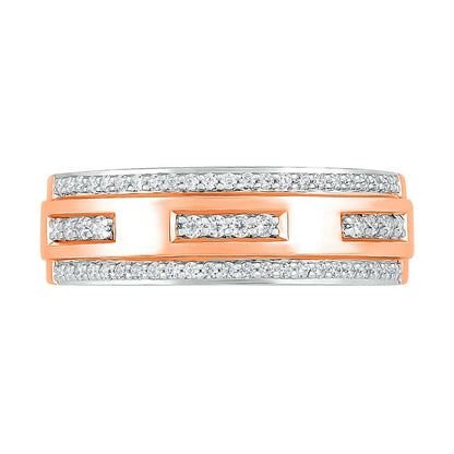 Men's 0.38 CT. T.W. Natural Diamond Edge Wedding Band in Solid 10K Rose Gold