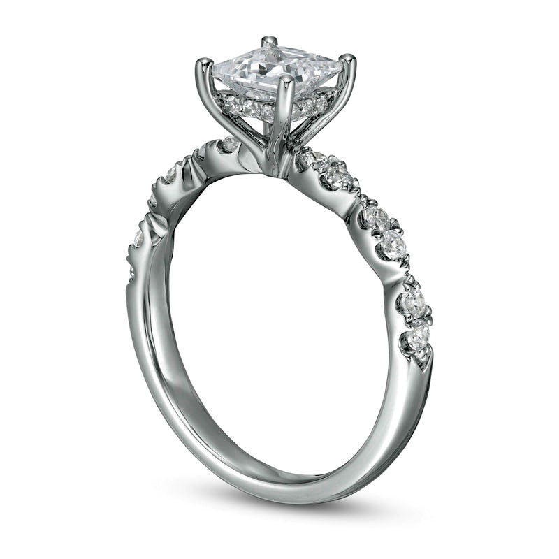 1.33 CT. T.W. Princess-Cut Natural Diamond Engagement Ring in Solid 14K White Gold