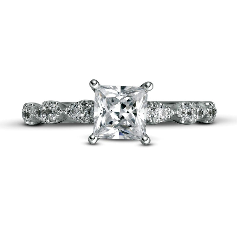 1.33 CT. T.W. Princess-Cut Natural Diamond Engagement Ring in Solid 14K White Gold