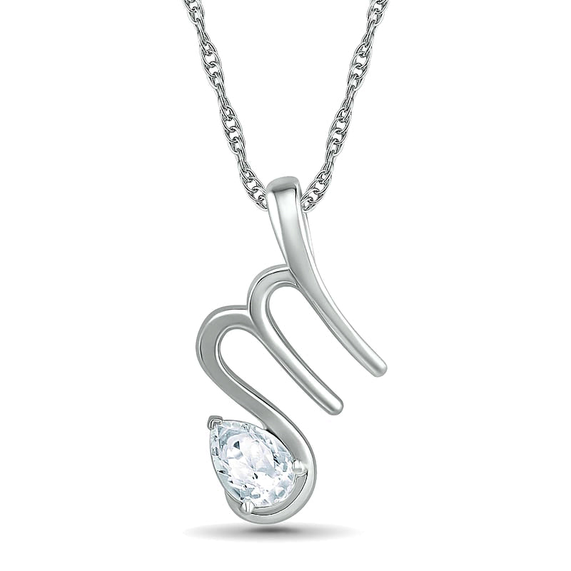 Pear-Shaped White Lab-Created Sapphire Scorpio Zodiac Sign Pendant in Sterling Silver