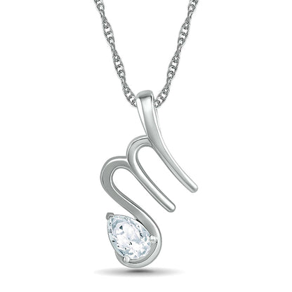 Pear-Shaped White Lab-Created Sapphire Scorpio Zodiac Sign Pendant in Sterling Silver