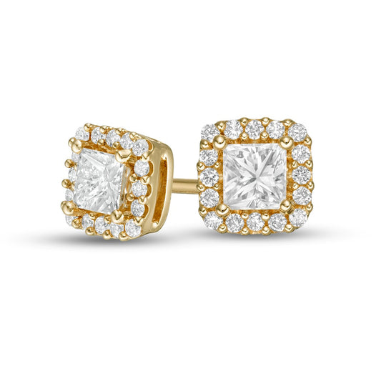 0.5 CT. T.W. Princess-Cut Diamond Frame Stud Earrings in 14K Gold (I/I2)