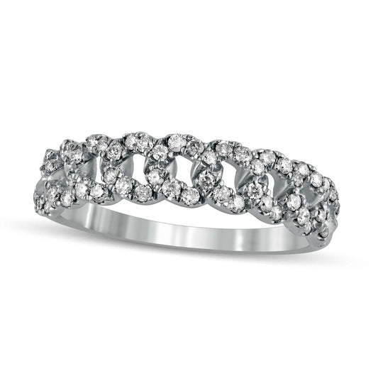 0.33 CT. T.W. Natural Diamond Cuban Chain Link Anniversary Band in Solid 10K White Gold