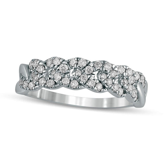 0.38 CT. T.W. Natural Diamond Cuban Curb Chain Link Stackable Anniversary Band in Solid 10K White Gold