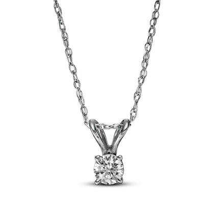0.17 CT. Natural Clarity Enhanced Solitaire Pendant in 14K White Gold (J/I3)