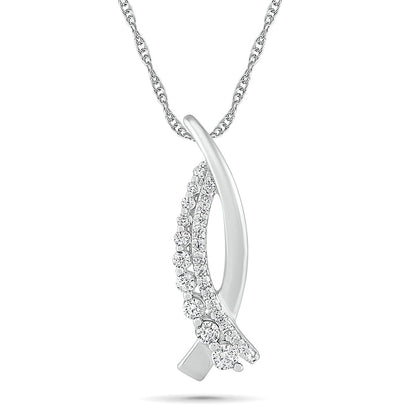 0.25 CT. T.W. Natural Diamond Double Row Crossover Pendant in Sterling Silver
