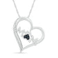 0.05 CT. T.W. Black Enhanced and White Natural Diamond Tilted Heart "MOM" Pendant in Sterling Silver