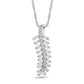 0.33 CT. T.W. Baguette and Round Natural Diamond Feather Pendant in Sterling Silver