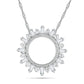0.25 CT. T.W. Baguette and Round Natural Diamond Circle Sunburst Pendant in 10K White Gold