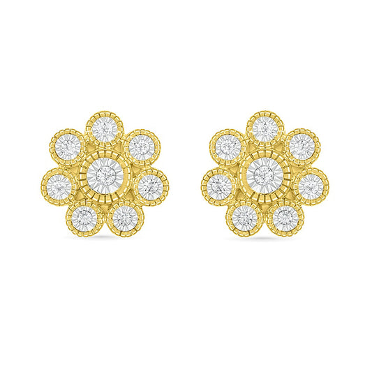 0.1 CT. T.W. Composite Diamond Flower Stud Earrings in 10K Gold