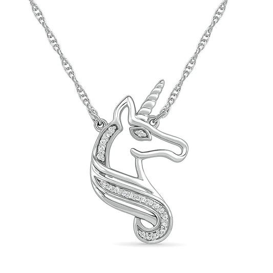 0.05 CT. T.W. Natural Diamond Unicorn Necklace in Sterling Silver